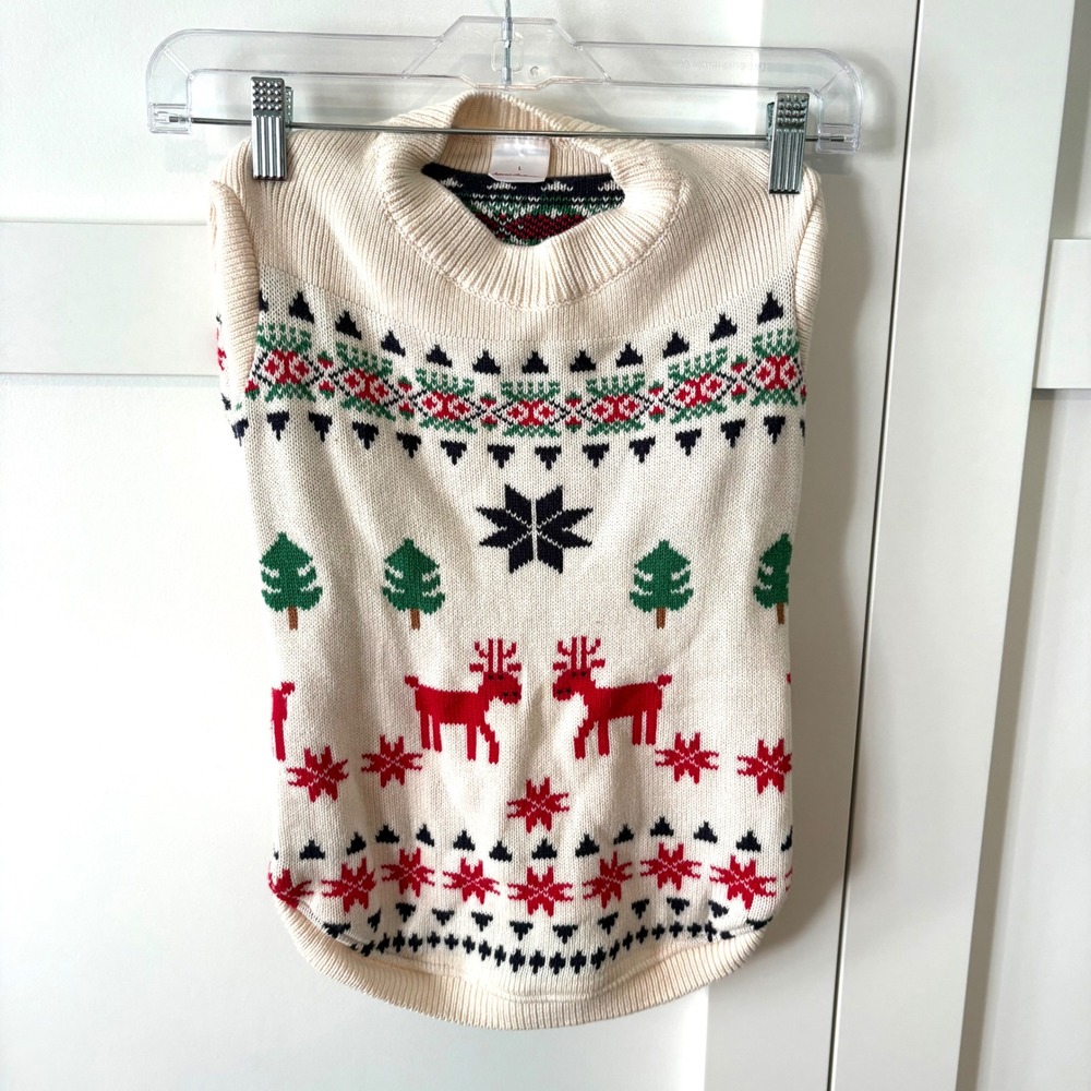 Hanna Andersson Ivory Fair Isle 100% Cotton Dog Sweater in Size L‎
